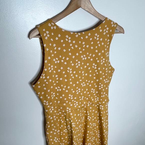 Pact Sleeveless Fit And Flare Midi Dress Womens Large Mustard Floral Pockets - Picture 7 of 11